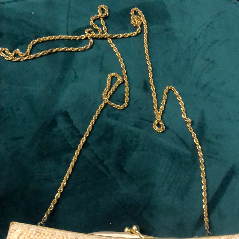 Vintage Beaded Creme Gold Chain Night Bag - Picture 2 of 5